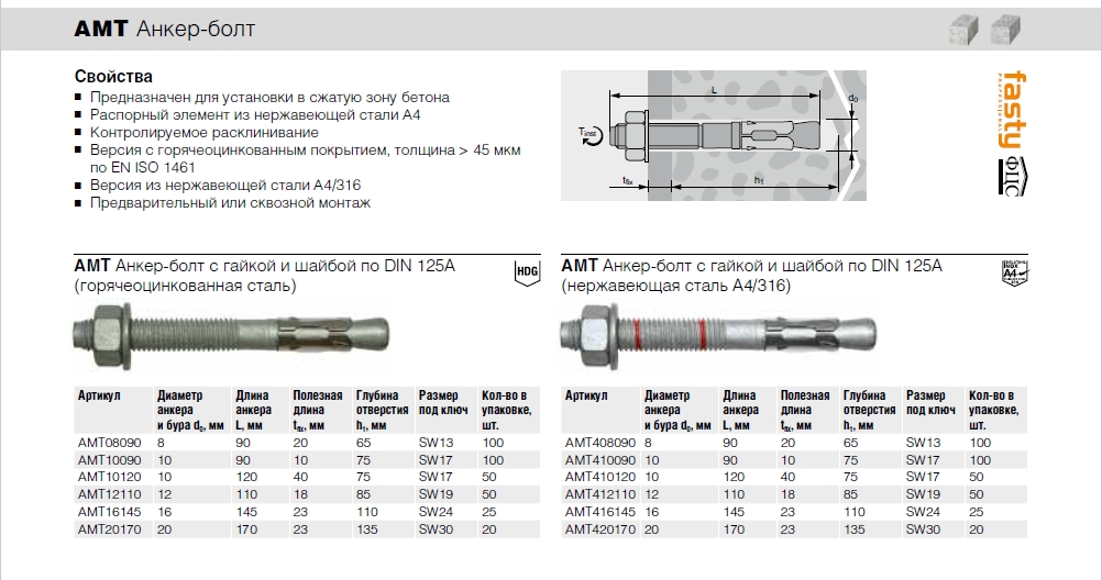 Крепеж Fasty® Россия | Официальная продукция | ФАСТИ - Анкер-болт AMT ...